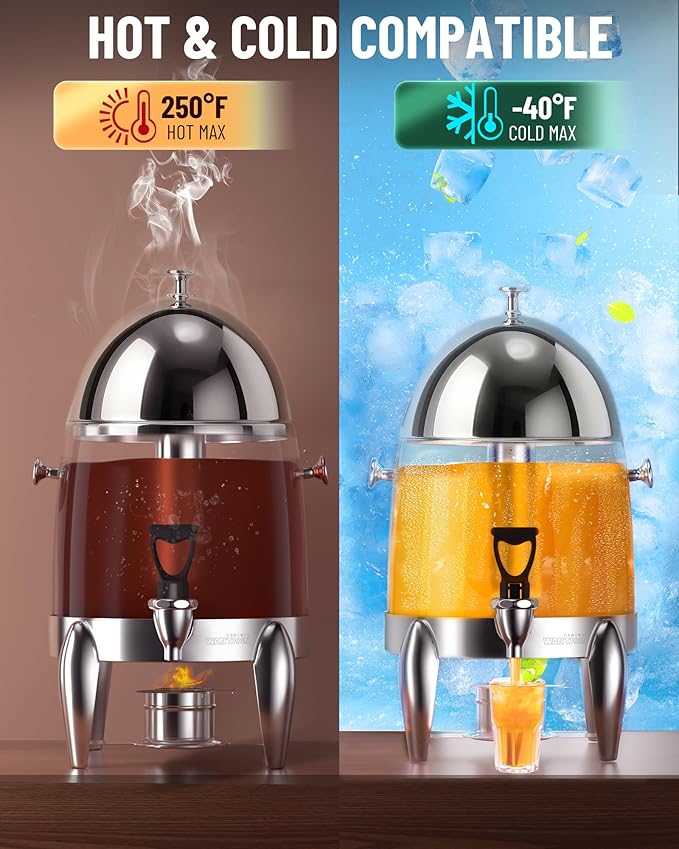 WantJoin Beverage Dispenser With Stand - 3.2 Gallon Drink Dispenser With Ice Core & Fuel Holder, Leakproof Spigot, Visible Container, Drink Dispenser For Cold & Hot Drink Parties Gathering Cafeteria - Image 3