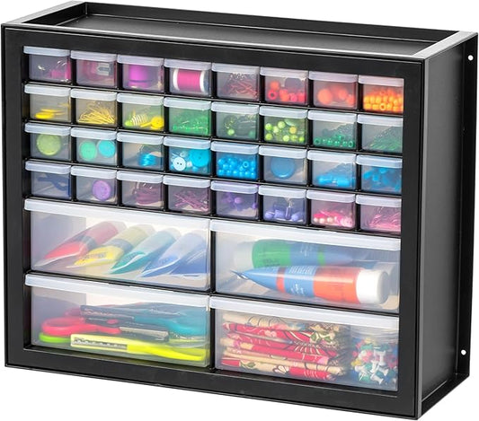 IRIS USA Small Parts Storage Cabinet, Made in USA, 36-Drawer Organizer for Hardware, Electronics, Screws, Nuts & Bolts, Beads, Craft Supplies, Teacher Toolbox, Garage & Workshop Storage – Black