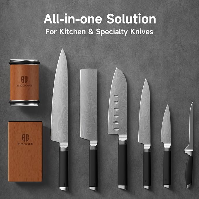 Rolling Knife Sharpener, Diamond & Ceramic Disc, 15° & 20° Magnetic Angle, Fast & Safe for Any Hardness, Sharpening Kit for Kitchen & Pocket Knives, Razor-Sharp Edge, Leather Strop, Premium Kit - Image 7