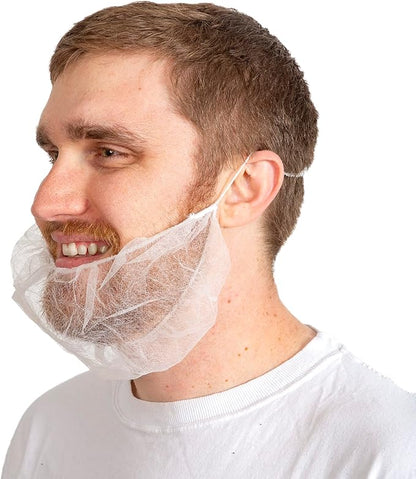 Beard Nets, Disposable Beard Covers, Beard Net for Food Service, Cooking, Cleaning, 18" and 21"