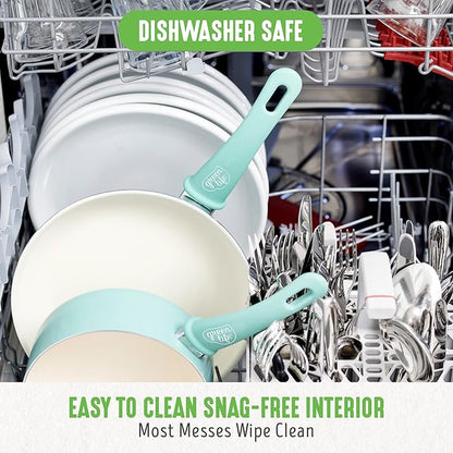GreenLife Soft Grip 23 Piece Kitchen Cookware Pots and Frying Saucepans Set, Healthy Ceramic Nonstick PFAS and PFOA-Free, Dishwasher and Oven Safe, Even Heating, Easy Clean, Warp Control, Turquoise