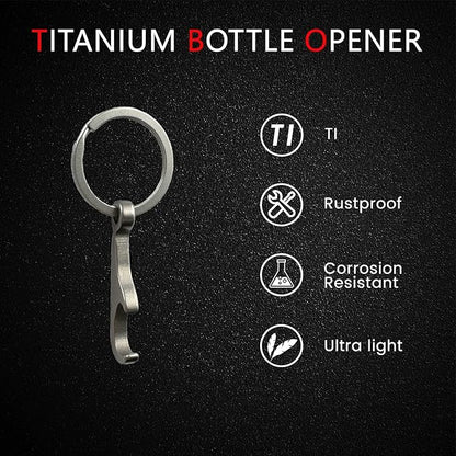 Titanium Bottle Opener, Small Keychain Beer Bottle Opener Can Opener with Stainless Steel Key Ring