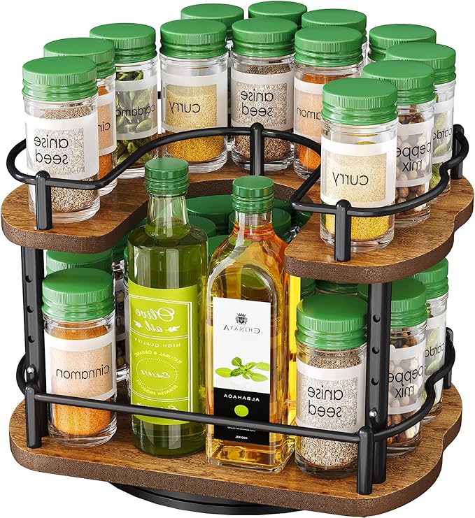 Spice Rack Organization for Cabinet - Height Adjustable Rotating Lazy Susan Organizer, Spice Organizer Fits Cabinets Wide＞ 11 inches, Clearance Height ＞10.5 inches - Image 9