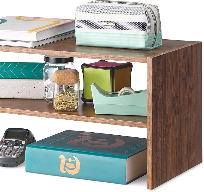 Whitmor Wood Stackable 2-Shelf Shoe Rack, Walnut, 24 inches - Image 4
