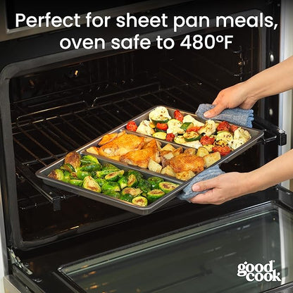 GoodCook Divided Baking Sheet Premium Carbon Steel Nonstick Pan, 11 x 17-Inch