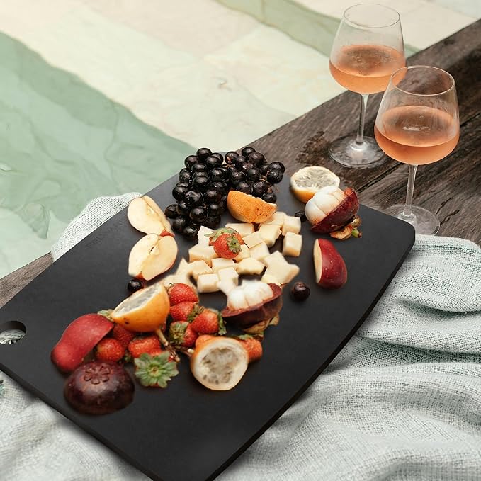Dishwasher Safe Cutting Boards for Kitchen - Extra Large Composite Wood Cutting Boards - Thin, BPA Free & Eco-Friendly Chopping Board (18 x 12 Inch, Slate Black) - Image 7