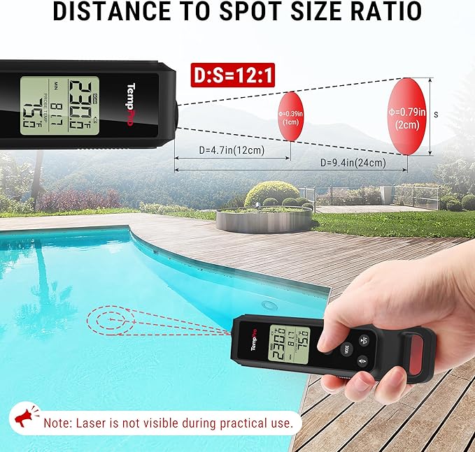 TempPro 2-in-1 Instant Read Thermometer for Cooking, Infrared Thermometer with Meat Probe, Non-Contact Laser Meat Thermometer for Griddle Grill Pizza Oven, Black (Previously ThermoPro) - Image 4