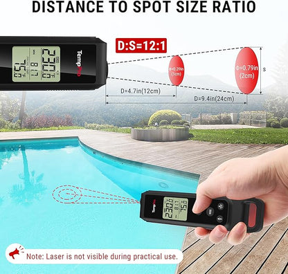 TempPro 2-in-1 Instant Read Thermometer for Cooking, Infrared Thermometer with Meat Probe, Non-Contact Laser Meat Thermometer for Griddle Grill Pizza Oven, Black (Previously ThermoPro) - Image 4