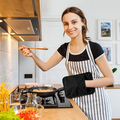 GROBRO7 5Pack Pot Holders for Kitchen Heat Resistant Cotton Potholder Multipurpose Hot Pad Machine Washable Oven Mitts with Pocket Potholders for Baking and Cooking 8.9 x 6.9 in Gray Black - Image 6