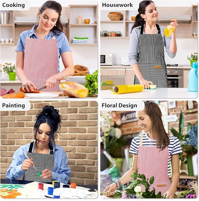 VALOME 2 Pack Kitchen Aprons, Apron for Cooking with 2 Pockets, Unisex Adjustable Neck Strap Chef Aprons for Men Women - Image 7