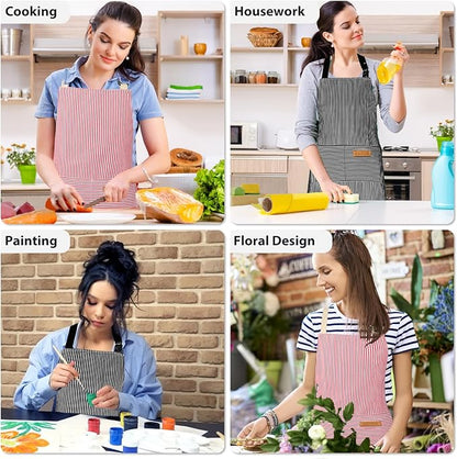 VALOME 2 Pack Kitchen Aprons, Apron for Cooking with 2 Pockets, Unisex Adjustable Neck Strap Chef Aprons for Men Women - Image 7