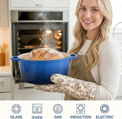 4.5 Quart Dutch Oven Pot with Lid, Non Stick Enameled Cast Iron Dutch Oven for Bread Baking, Heavy-Duty, Oven Safe Ceramic Cookware Up to 500°F for Baking, Braising, Stews, Roasting, Blue - Image 5