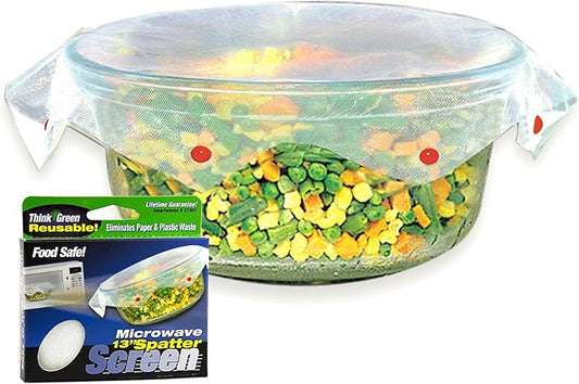 Microwave Spatter Screen, Reusable, Non-Stick Mesh, Folds Flat, 13 Inch Splatter Guard, BPA Free, Tested Food Contact Safe, Made in the USA. Red Beads by Smartwares