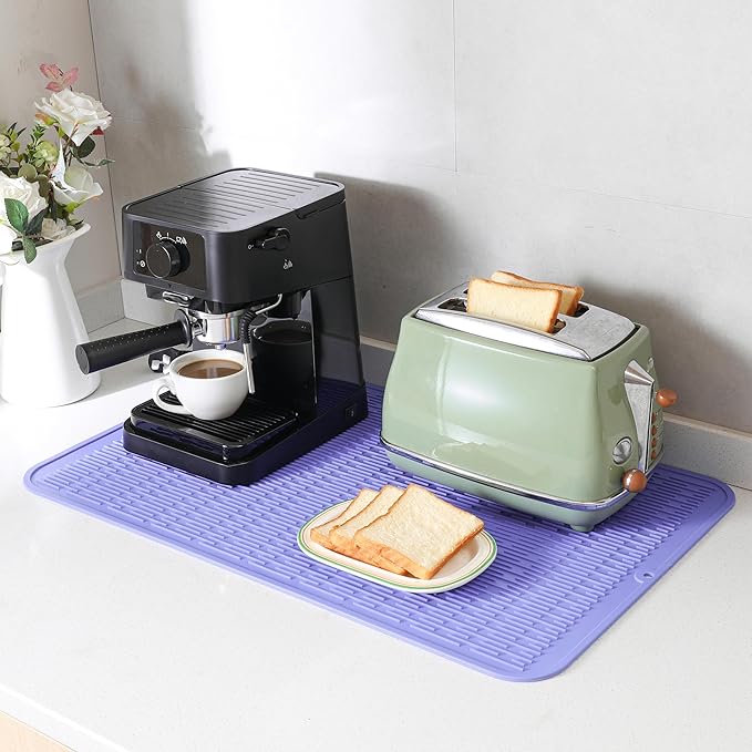 MicoYang Silicone Dish Drying Mat for Multiple Usage,Easy clean,Eco-friendly,Heat-resistant Silicone Mat for Kitchen Counter or Sink,Refrigerator or Drawer Liner Light Purple 3XL 28 inches x 18 inches - Image 7