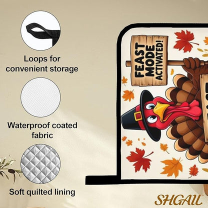 Turkey Oven Mitts with Matching Potholders - Heat Resistant Kitchen Accessories for Baking, Grilling, Cooking, Gifts for Women