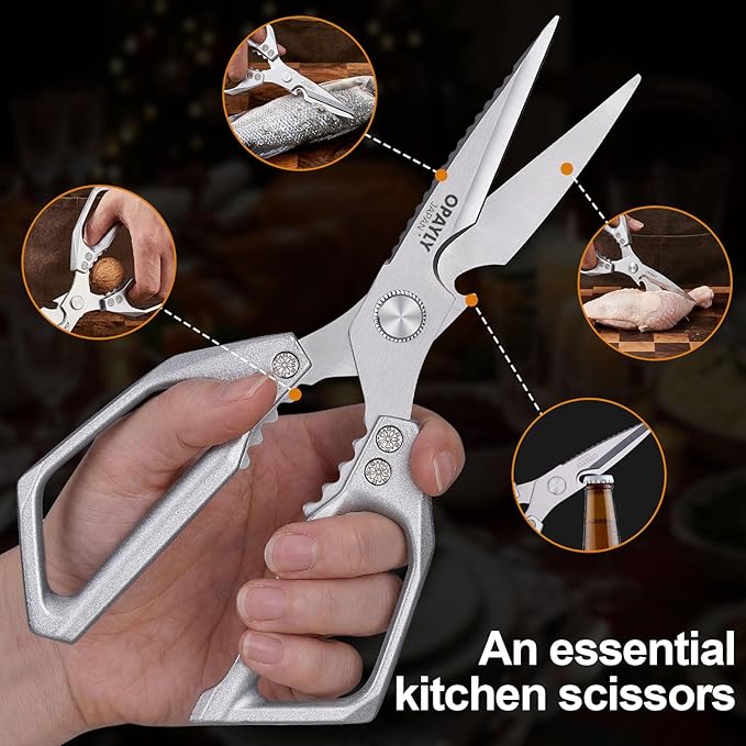 Kitchen Shears 2-Pack Heavy Duty All Purpose Stainless Steel Kitchen Shear Meat Scissors Japanese Cooking Scissor for Food, Sharp Dishwasher Safe Christmas for Men Women With Gifts Box - Image 3
