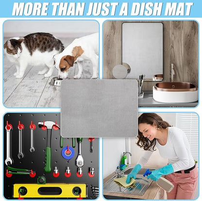 Hushee 2 Pack Extra Large Dish Drying Mat Microfiber Absorbent Dish Drying Pad Large Size Dishes Drainer Mats for Countertop, Sink, Refrigerator or Dryer (30 x 24 Inch,Gray) - Image 6