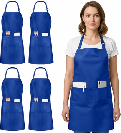 Utopia Kitchen 4 Pack Bib Apron Adjustable with 2 Pockets, Water and Oil Resistant, Cooking Kitchen Chef Apron for Women Men by UTOPIAKITCHEN