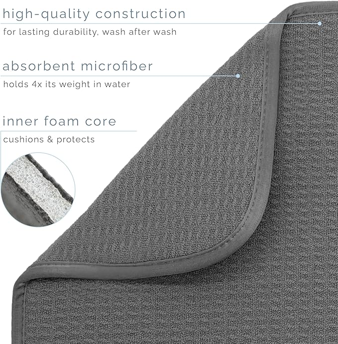 S&T INC. Dish Drying Mat XL, 18” x 24”, Absorbent Microfiber Kitchen Counter Mat, Dish Drying Pad for Dishes, Utensils, Pots and Pans, Extra Large, Charcoal - Image 3