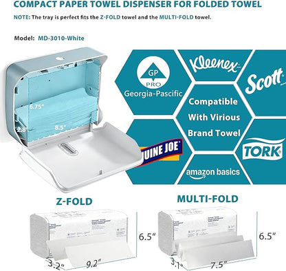 Paper Towel Dispenser Wall Mount: No Drill Adhesive Z-fold Multifold Paper Towel Dispenser, Compact Design for Family Bathrooms & Small Spaces, Locking Feature - Image 4