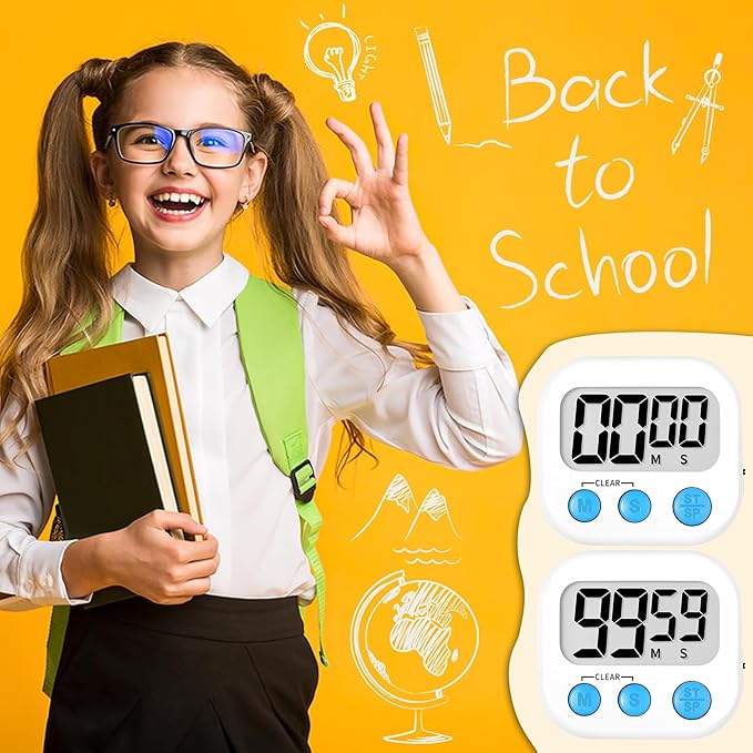 ZILLEEN Classroom Timer for Kids Teachers 2 Pack Digital Timers, White - Image 6