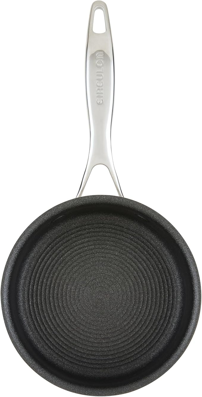 Circulon C1 Series Stainless Steel Plated Non-Stick Cookware with ScratchDefense Technology with Lid, Safe for Metal Utensils, 1.5 Litre, Polished Stainless Steel