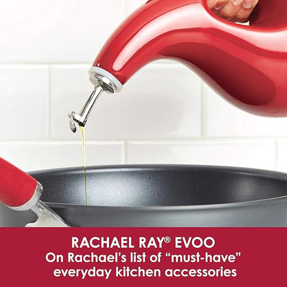 Rachael Ray Solid Glaze Ceramics EVOO Olive Oil Bottle Dispenser with Spout Set, 2 Piece, Red (Pack of 4) - Image 3
