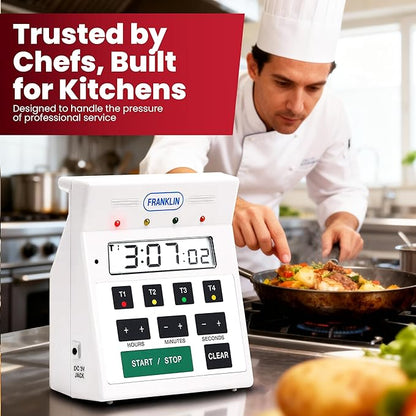 FMP Digital 4 Channel Commercial Kitchen Timer - Battery Operated Digital Countdown Timer for Kitchen, Cooking, Restaurant, Classroom – Water Resistant - 7-Inch, White - 151-7500 by FryOilSaver Co - Image 7
