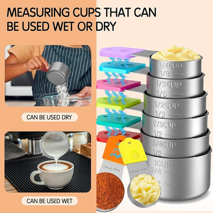 Magnetic Measuring Cups, 8 Stainless Steel Nesting Measuring Cup Set for Measuring Dry or Liquid Ingredients - Image 3