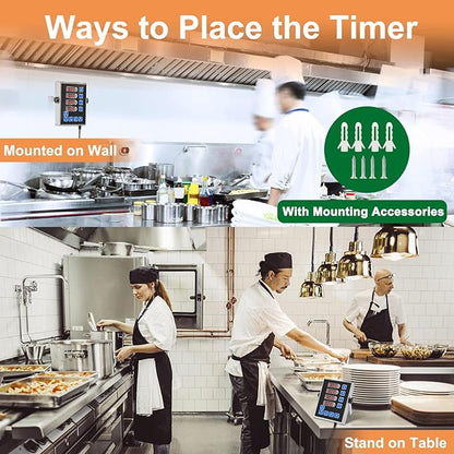 Precision Kitchen Timers for Cooking – 4 Channel Commercial Kitchen Timer Restaurant Kitchen Supplies – Stainless Steel Digital LED Chef Cooking Timer – Reminder Function, Loud Alarm, Black - Image 7