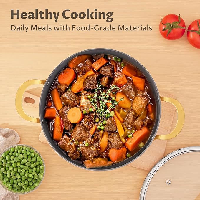 BEZIA Non Stick Stock Pot With Lid, 12 Quart Large Stockpot for Catering for Groups and Events, Induction Cooking Pot for All Stoves, Sturdy & Double Handle, Ideal for Soups & Stews, Cream - Image 7