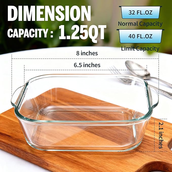 6"x6" Baking Pan, Square Baking Dishes 2 Pack Glass Bakeware Dish For Casserole Lasagna Brownie, Perfect for Reheating Individual Portions in Oven, Microwave or Air Fryer - Image 3