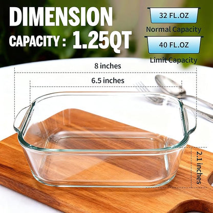 6"x6" Baking Pan, Square Baking Dishes 2 Pack Glass Bakeware Dish For Casserole Lasagna Brownie, Perfect for Reheating Individual Portions in Oven, Microwave or Air Fryer - Image 3