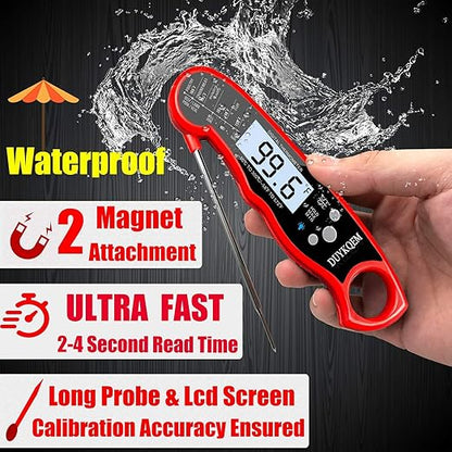 Instant Read Digital Meat Thermometer (2 Pack) Waterproof Kitchen Cooking Food Thermometer with Probe Backlight & Calibration,Best Quick Grill Meat Probe for Grilling BBQ Smoker Chefs - Image 2