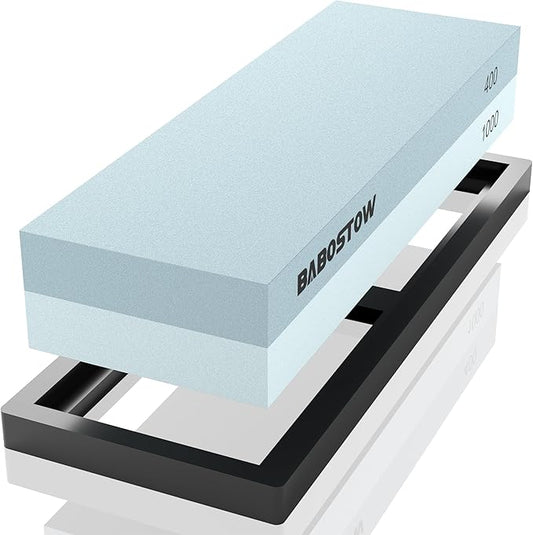 Premium Whetstone Knife Sharpening Stone 2 Side Grit 400/1000 Waterstone & Honing Stones - Whetstone Knife Sharpener - NonSlip Rubber Base for Kitchen Knife Sharpener Stone