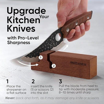 Matsato Knife Sharpener – Chef & Pocket Knife Sharpener, Knives Blade Sharpening, Kitchen Gift for Men & Women, Afilador de Cuchillos, 7.09" x 1.97" - Image 5