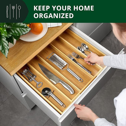 ROYAL CRAFT WOOD Luxury Bamboo Kitchen Drawer Organizer - Silverware Organizer - Utensil Holder and Cutlery Tray with Grooved Drawer Dividers for Flatware and Kitchen Utensils (5 Slot, Natural) - Image 6