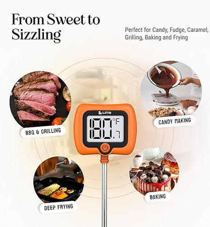 Digital Candy Thermometer with Pot Clip, 10" Long Stainless Steel Probe, Instant Read Kitchen Thermometer for Cooking, Baking, and Candy Making - Image 6