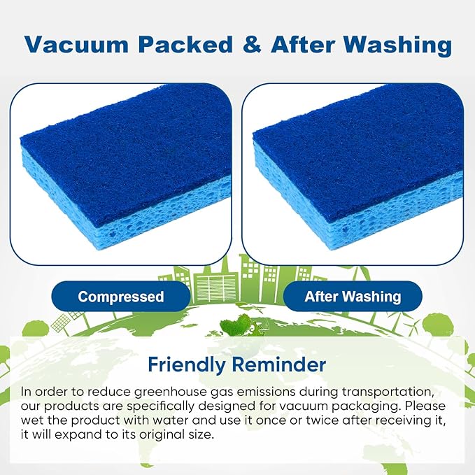 HOMEXCEL Sponges Kitchen 24pcs, Non-Scratch Scrub Dish Sponge Safe on Non-Stick Cookware, Dual Sided Cleaning Sponges for Kitchen, Household, Bathroom and More - Image 3