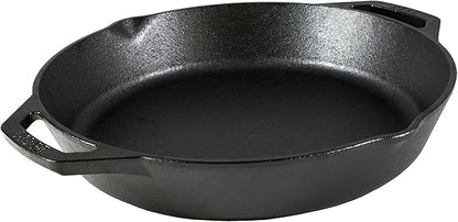 Lodge Seasoned Cast Iron Dual Handle Pan - Cast Iron Frying Pan - Even Heat Distribution - Oven & Stovetop Safe - PFAS-Free, Non-Toxic Cookware - 12 Inch by Lodge