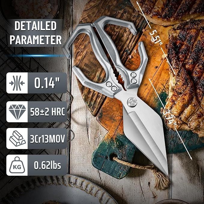 Dream Reach Heavy Duty Poultry Shears Kitchen Scissors Dishwasher Safe with Ergonomic Handle, Japanese High-Carbon Steel Cooking Shears for Chicken, Meat, Seafood, Bone Cutting Christmas Gifts for Men - Image 5