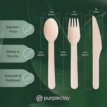 Wooden Disposable Knives - 1800 Pieces Wood Compostable Knives - Eco-Friendly Biodegradable Utensils for Party - Free From Plastic Cutlery Set - Disposable Cutlery for Eating - Compostable Utensils - Image 3