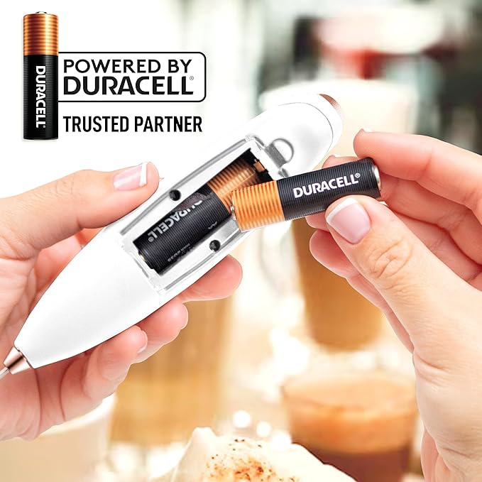 Zulay Kitchen Powerful Milk Frother Wand With 4 AA Duracell Batteries - Ultra Fast Handheld Drink Mixer - Electric Whisk Foam Maker for Coffee, Lattes, Cappuccino, Matcha & Creamer - White & Rose Gold - Image 7