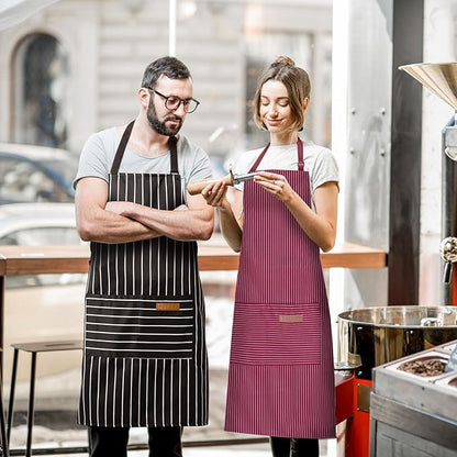 BeLuyi 2 Pack Adjustable Bib Apron with 2 Pockets Chef Cooking Kitchen Restaurant Aprons for Women Men - Image 5