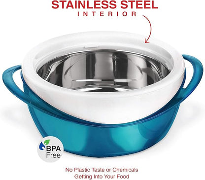 Pinnacle Large Insulated Casserole Dish with Lid 2.6 qt. Elegant Hot Pot Food Warmer/Cooler -Thermal Soup/Salad Serving Bowl Stainless Steel Hot Food Container–Best Gift Set for Moms –Holidays Teal