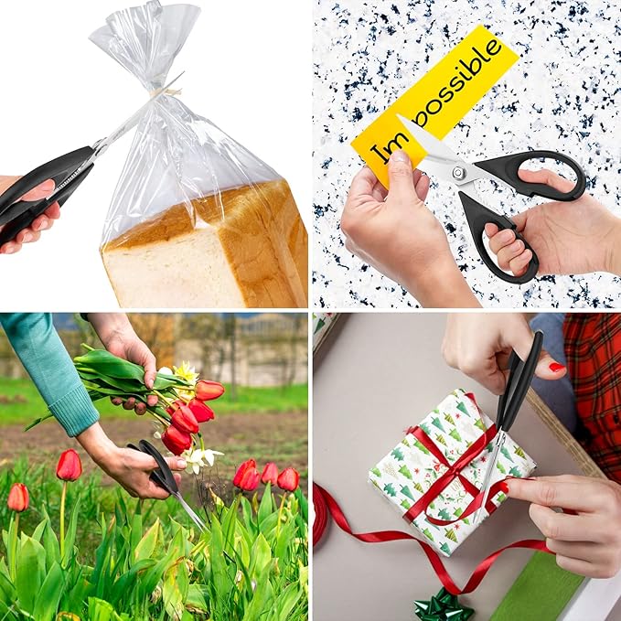 iBayam All Purpose Kitchen Scissors, Kitchen Shears with Protective Sheath Durable Stainless Steel Sharp Scissors, Dishwasher Safe, Soft Grip Handle for Cooking Food Herb Pizza Salad Seafood, 8.5 Inch - Image 8