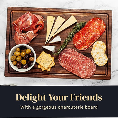 Walnut Wood Cutting Board for Kitchen, Reversible Wooden Cutting Board With Juice Grooves - Chopping Board, Charcuterie Serving Tray Made in USA (Walnut, 17x11x0.75) - Image 7