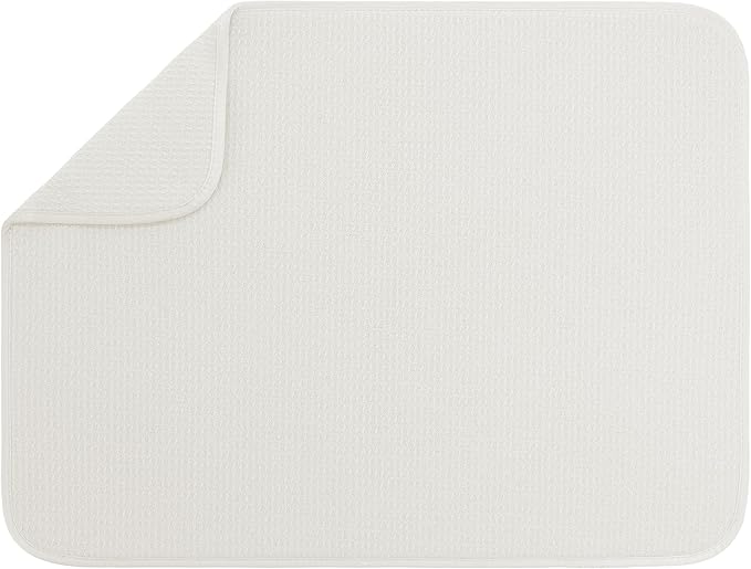 S&T INC. Dish Drying Mat XL, 18” x 24”, Absorbent Microfiber Kitchen Counter Mat, Dish Drying Pad for Dishes, Utensils, Pots and Pans, Extra Large, Cream by STINC