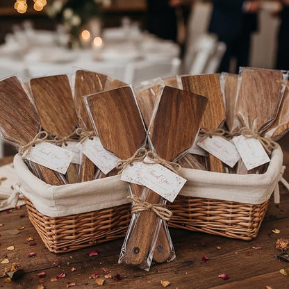 Sieral 20 Pcs Wooden Spatulas Bulk, 11 Inches Natural Acacia Wooden Spatulas with Comfortable Handle, Hard Texture Utensils for Cooking Frying Baking Kitchen Wedding Gifts
