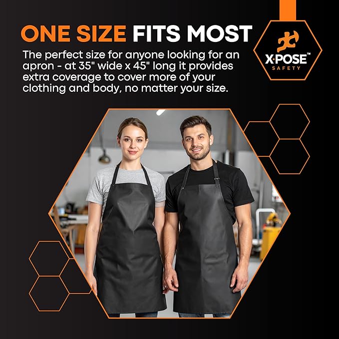 Xpose Safety Heavy Duty Vinyl Waterproof Aprons, White - For Home, Industrial and Commercial Use - Chemical Resistant